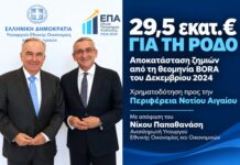 Επιπλέον 29,5 εκατ. ευρώ εξασφάλισε η Περιφέρεια Νοτίου Αιγαίου για την αποκατάσταση των ζημιών από τη Bora στο νησί της Ρόδου